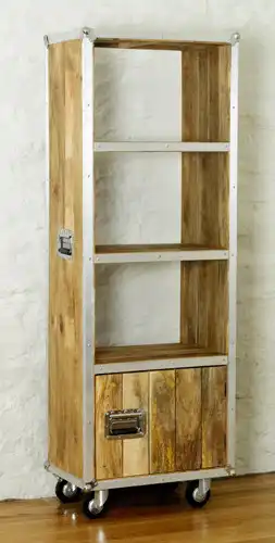 Roadie Chic Reclaimed Tall bookcase with 2 Door on Wheels - popular handicrafts